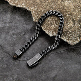 Punk Retro Link Chain Bracelets for Men Stainless Steel Square Magnet Antique