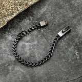 Punk Retro Link Chain Bracelets for Men Stainless Steel Square Magnet Antique