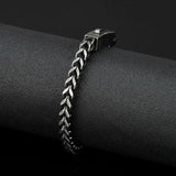 Punk Retro Link Chain Bracelets for Men Stainless Steel Square Magnet Antique
