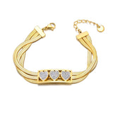 Stainless Steel Three Layer Heart Bracelet Women Jewelry