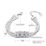 Stainless Steel Three Layer Heart Bracelet Women Jewelry
