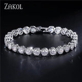 CZ Tennis Bracelet Silver Chain Crystal Wedding Jewelry