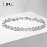 CZ Tennis Bracelet Silver Chain Crystal Wedding Jewelry