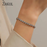 CZ Tennis Bracelet Silver Chain Crystal Wedding Jewelry