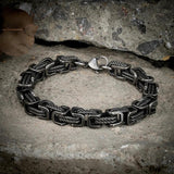 Punk Men 316L Stainless Steel Retro Byzantine Link Chain Bracelet