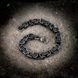 Punk Men 316L Stainless Steel Retro Byzantine Link Chain Bracelet