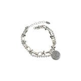 Unique Double Chain Smile Face Silver Bracelet