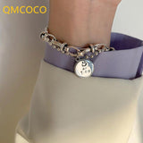 Unique Double Chain Smile Face Silver Bracelet