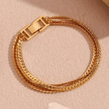 Three Layer Encryption Chain Bracelet Stainless Steel 18K Plated Jewelry