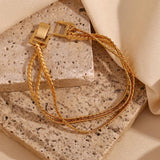 Three Layer Encryption Chain Bracelet Stainless Steel 18K Plated Jewelry