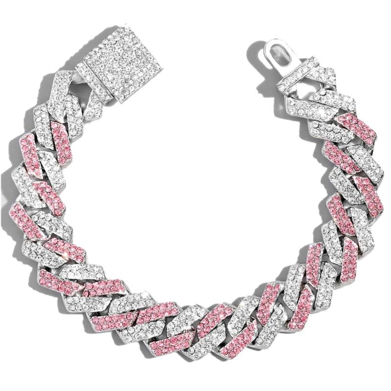 Colorful Crystal Cuban Chain Bracelet