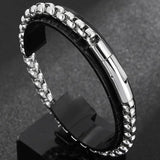 6MM Chain Men's Bracelet Stainless Steel Boys Bracelets Engraveable
