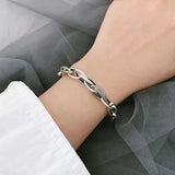 Mewanry Silver Bracelet Vintage Punk Rock Thick Chain Jewelry