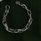 Mewanry Silver Bracelet Vintage Punk Rock Thick Chain Jewelry