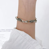 Mewanry Silver Bracelet Vintage Punk Rock Thick Chain Jewelry