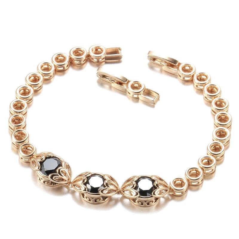 Zircon Chunky Chain Bracelets 585 Rose Gold Daily Wear Fine Jewelry