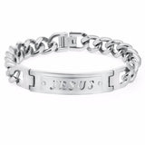 Catholic Crucifix Cross Bracelet Stainless Steel Christ Cuff Bracelet