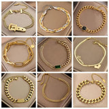 Stainless Steel Thick Chain Bracelet for Women Geometric Punk Hip-Hop Jewelry