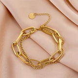 Stainless Steel Thick Chain Bracelet for Women Geometric Punk Hip-Hop Jewelry