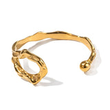 Metal Geometric Stainless Steel Pvd Silver Texture Bracelet Bangle