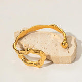 Metal Geometric Stainless Steel Pvd Silver Texture Bracelet Bangle