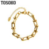 Women's Stainless Steel Horseshoe Buckle Bracelet BSE136