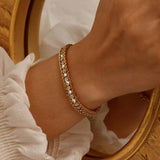 CZ Stones Bracelet Women,Gold Plated Ball Chain Bracelet