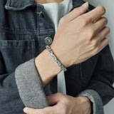 Punk Heavy Byzantine Chain Men's Bracelet Solid Thick Metal Stainless Steel