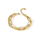Stainless Steel Bangle Bracelet for Women, Golden Metal Texture Jewelry