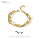 Stainless Steel Bangle Bracelet for Women, Golden Metal Texture Jewelry