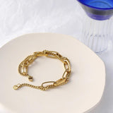 Stainless Steel Bangle Bracelet for Women, Golden Metal Texture Jewelry