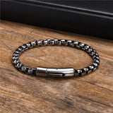 Vintage Silver Stainless Steel Bracelet for Men 6mm Box Chain