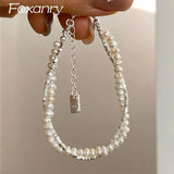 Foxanry Geometric Pearl Bracelet Double-layered Chain Gift