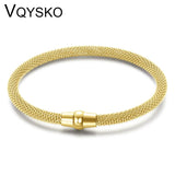 Stainless Steel Cable Mesh Bracelet Bangle with Magnet Clasp