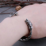 Viking Dragon Head Cuff Bracelet Vintage Silver Stainless Steel Men's Jewelry