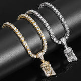 Jesus Christ Face Pendant Necklace Iced Out Crystal Charm Hip Hop Jewelry