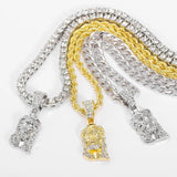 Jesus Christ Face Pendant Necklace Iced Out Crystal Charm Hip Hop Jewelry