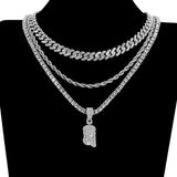 Jesus Christ Face Pendant Necklace Iced Out Crystal Charm Hip Hop Jewelry