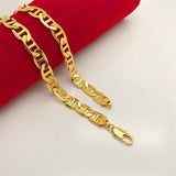 Korea 24K Necklace Plating Side Necklace For Men & Women Jewelry Gift 8MM50CM