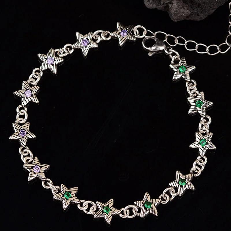 Mewanry Sparkling Zircon Bracelet For Women Vintage Star Geometric