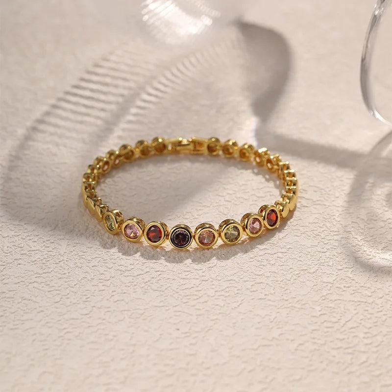 European American Zircon Women Bracelet 18k Plated Chunky Teen Girls Party Jewel