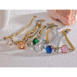 Waterproof CZ Bling Chain Bracelet Bangle Stainless Steel Jewelry