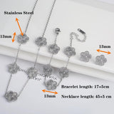 Stainless Steel Laser Five Leaf Flower Petal Adjustable Clover Bracelet
