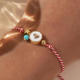 Boho Martis Greek March Bracelet - Heart & Star Turquoise Bead