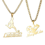 Goxijite Children's Name Necklace Stainless Steel Custom Cartoon Nameplate Gift