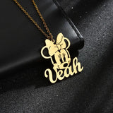 Goxijite Children's Name Necklace Stainless Steel Custom Cartoon Nameplate Gift