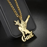 Goxijite Children's Name Necklace Stainless Steel Custom Cartoon Nameplate Gift