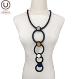 Round Circle Choker Necklaces Wood Rubber Jewelry For Women Boho Necklace