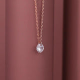 925 Silver Zircon CZ Pendant Choker Necklace for Women