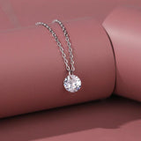 925 Silver Zircon CZ Pendant Choker Necklace for Women